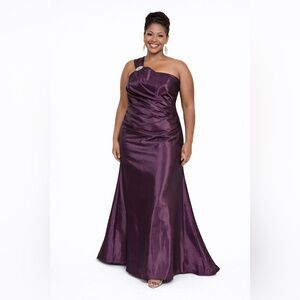 NW Nightway Elegant Purple Evening Gown Formal One Shoulder Bow Bling Dress 14